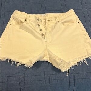 AGOLDE white denim cutoff shorts